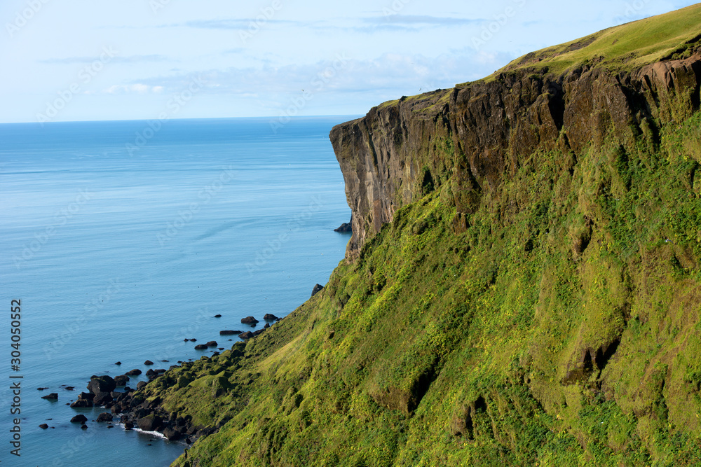 The Dyrholaey Peninsula in the south of Iceland. View of black sand beach near of the small town Vík. Iceland, Europe. The Dyrholaey Peninsula in the south of Iceland. View of black sand beach near of the small town Vík. Iceland, Europe.