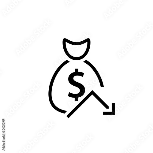Reduce costs glyph icon. Clipart image isolated on white background