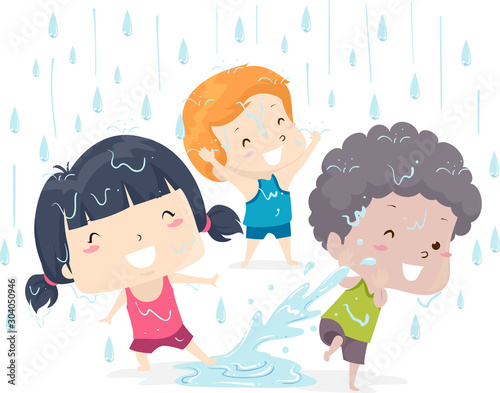 Kids Adjective Wet Illustration