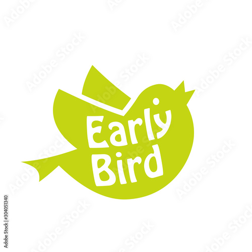 Early bird green icon. Clipart image isolated on white background