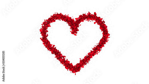 red heart greeting card background on white. 3d rendering