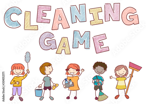 Stickman Kids Cleaning Game...