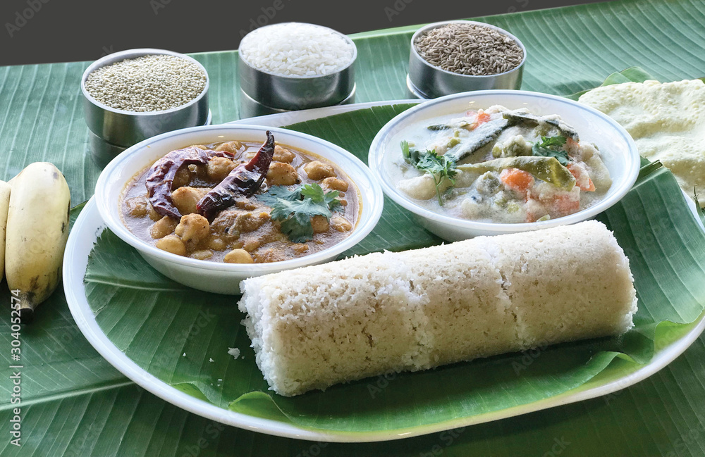 Popular South Indian breakfast Puttu or Pittu made of steamed rice ...