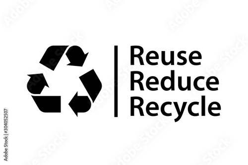 Reduce Reuse Recycle poster. Clipart image isolated on white background