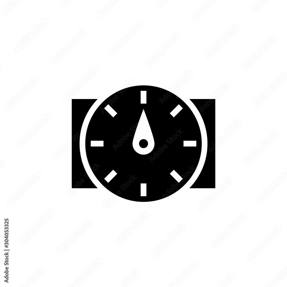 Water flow sensor silhouette icon. Clipart image isolated on white  background Stock Vector | Adobe Stock