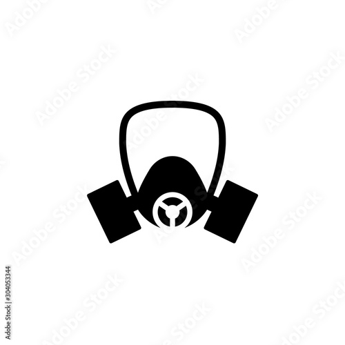 Full face gas mask silhouette icon. Clipart image isolated on white background