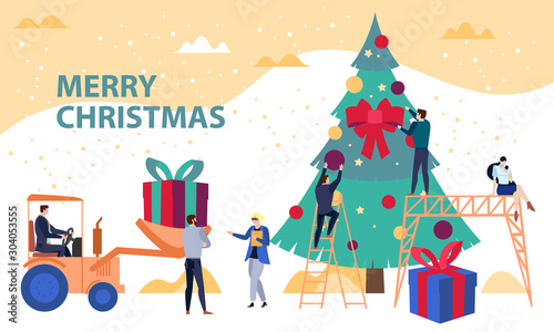 Engineering and developing business Christmas concept vector illustration