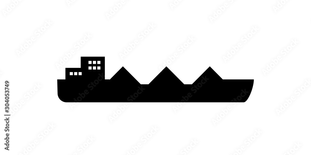 cargo ship with coal black icon. Clipart image isolated on white background cargo ship with coal black icon. Clipart image isolated on white background
