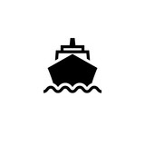 Cruise ship front black icon. Clipart image isolated on white background