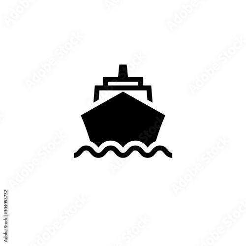 Cruise ship front black icon. Clipart image isolated on white background photo