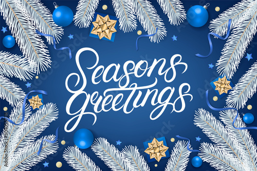 Seasons Greetings hand written lettering text