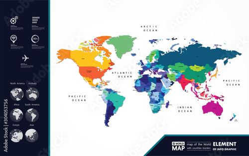 Grand world map graphic element vector illustration.