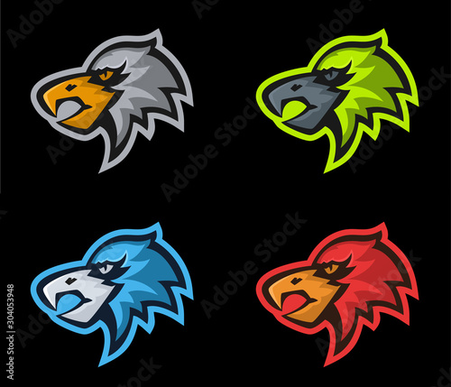 set of eagle head,mascot character.vector logo design