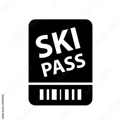 Ski pass silhouette ticket icon. Clipart image isolated on white background