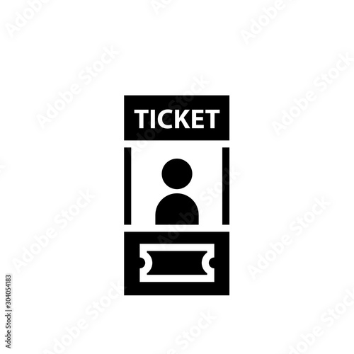 Ticket booth black icon. Clipart image isolated on white background