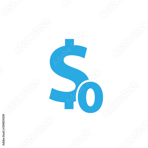 Zero cost icon. Clipart image isolated on white background