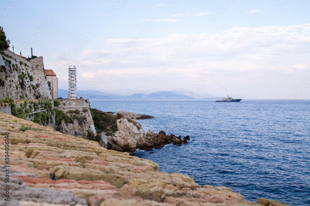 View of coast at Antibes in the South of France on the French Riviera