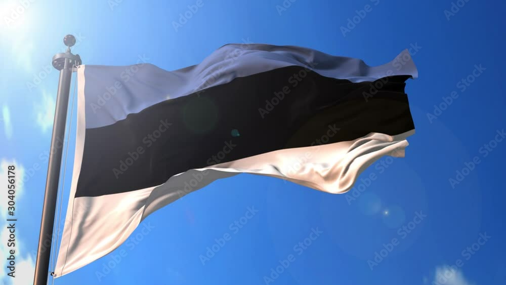Estonia animated flag in the wind with blue sky in the background ...