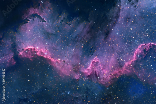 Fotografie, Obraz Blue space nebula with stars