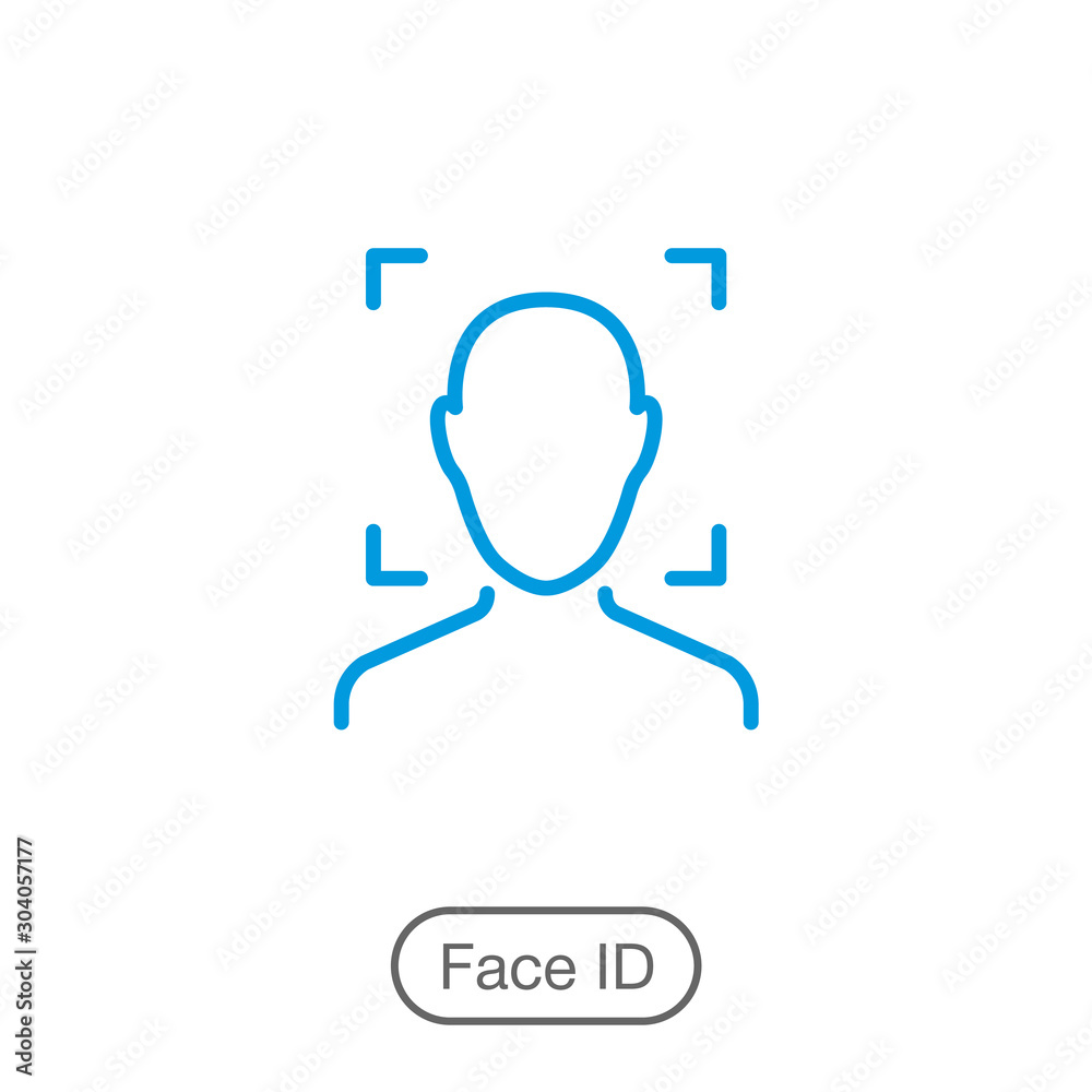Face identification icon. Thin line icon Face identification icon. Thin line icon