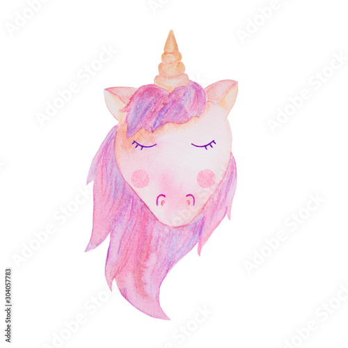 pink unicorn watercolor