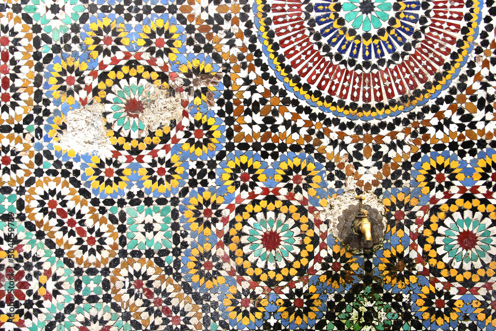 Beautiful mosaic wall with beautiful pattern