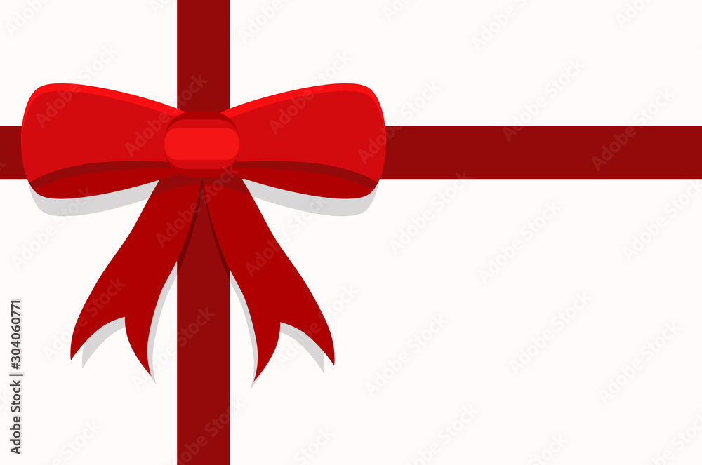 Red ribbon flat design. Vector illustration. Big red bow for Christmas invitation, greeting, gift card. Isolated with white background. Red ribbon flat design. Vector illustration. Big red bow for Christmas invitation, greeting, gift card. Isolated with white background.