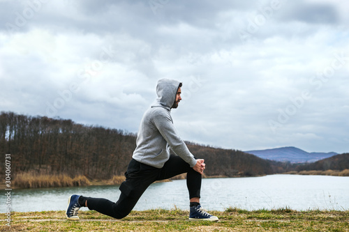 Sportive man training outdoor