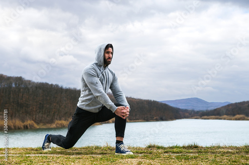 Sportive man training outdoor