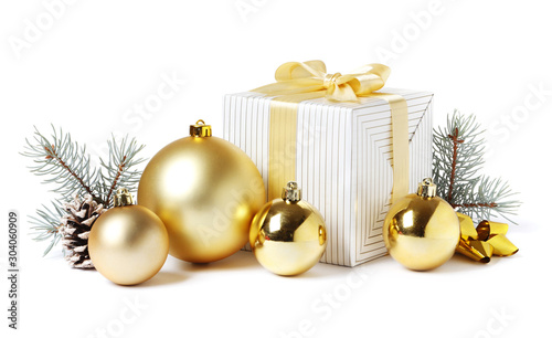 Decorative christmas balls isolated on white background