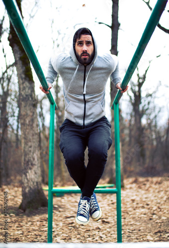 Sportive man training outdoor