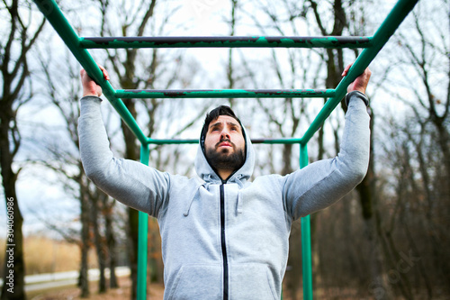 Sportive man training outdoor