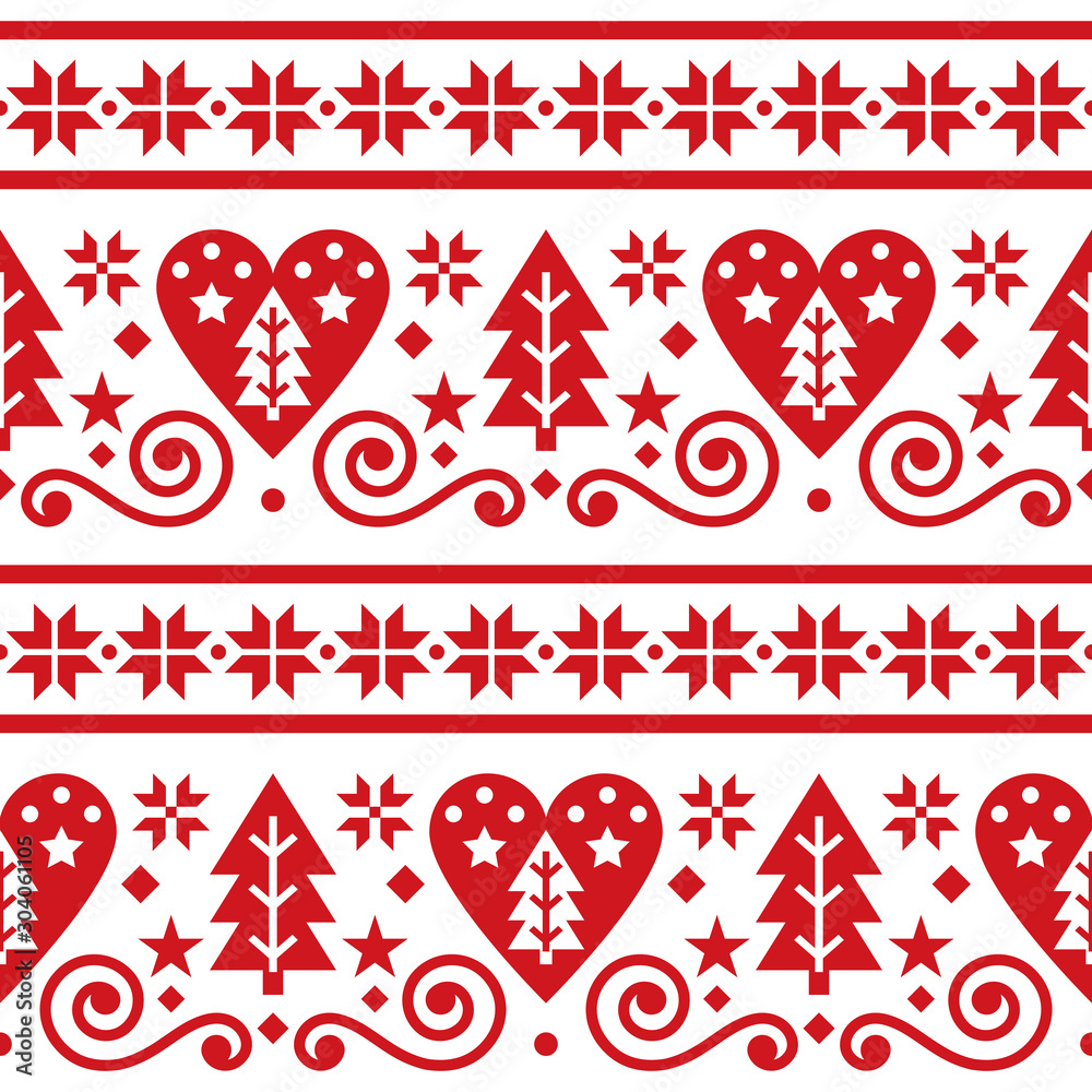 Scandinavian christmas pattern nordic folk Vector Image