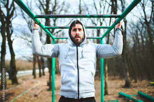 Sportive man training outdoor