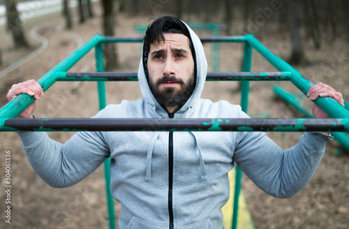 Sportive man training outdoor
