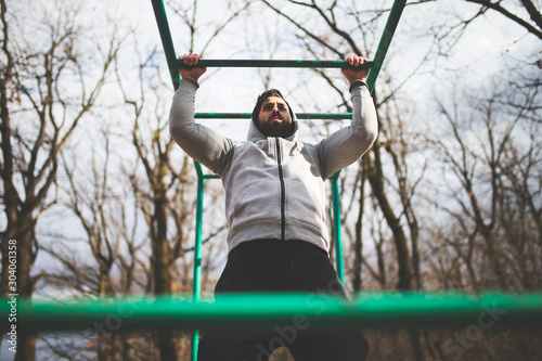 Sportive man training outdoor