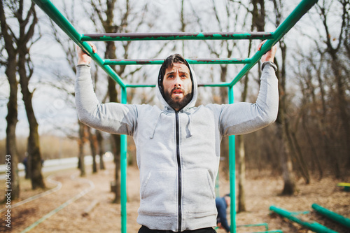 Sportive man training outdoor