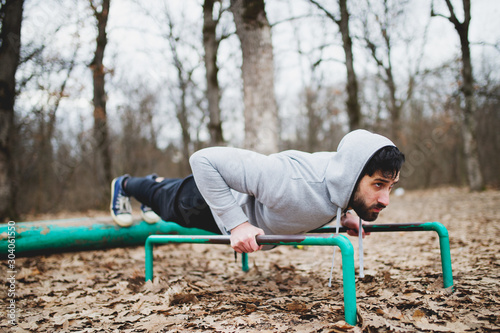 Sportive man training outdoor