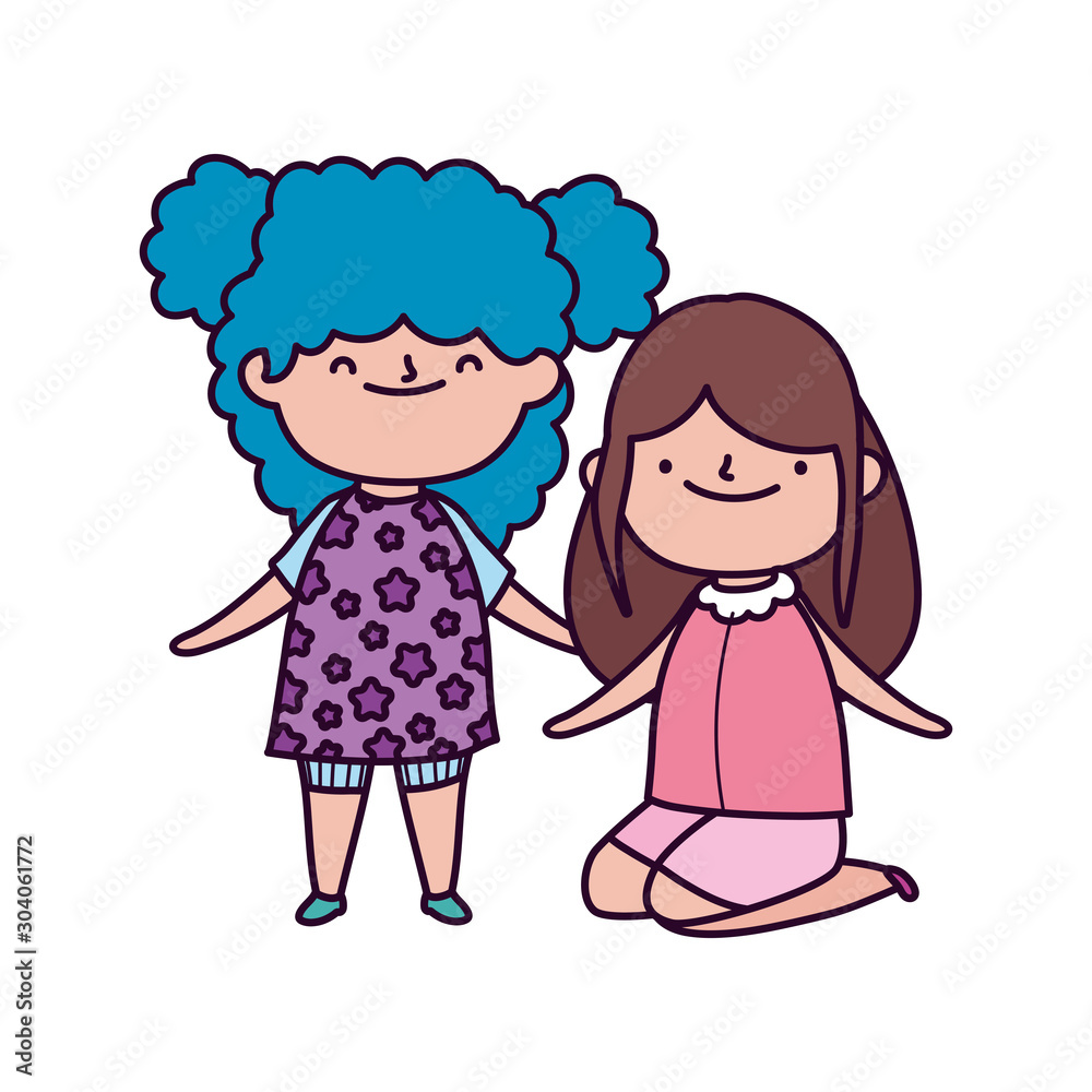 cute little girls holding hands on white background cute little girls holding hands on white background