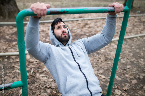 Sportive man training outdoor