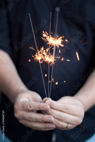 Celebration Sparklers Hands Excited Holding