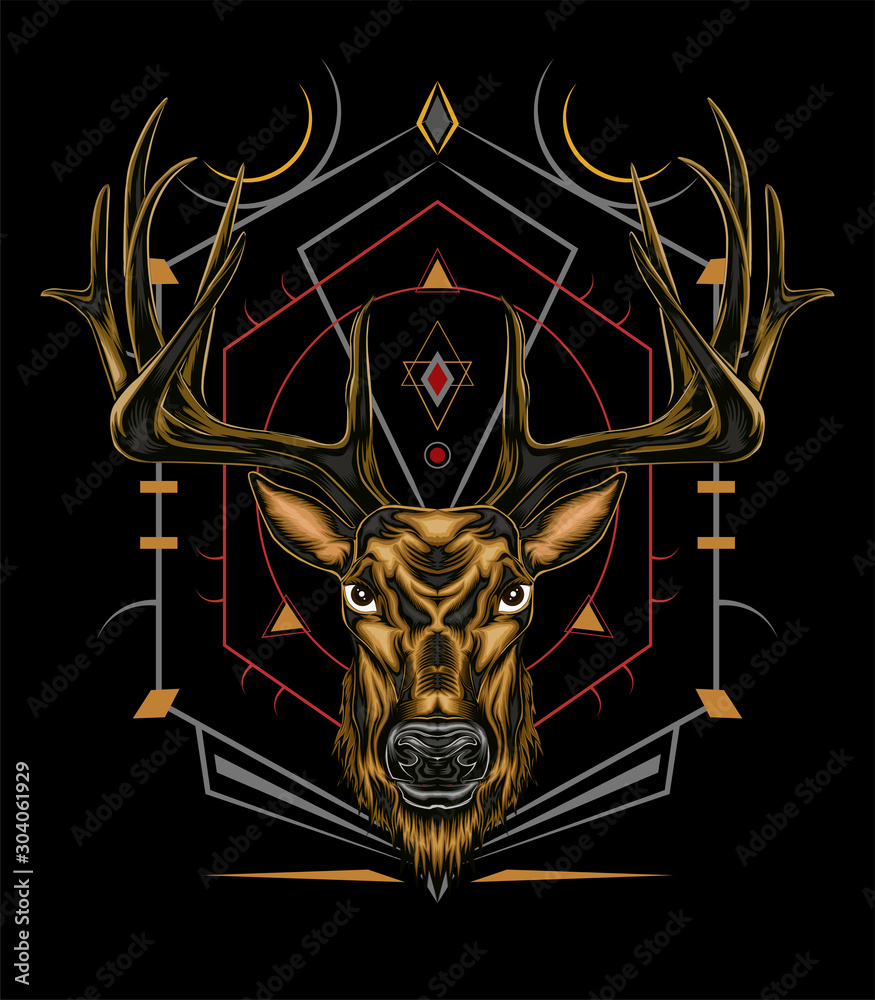 Vector Deer head illustration serious face Vector Deer head illustration serious face