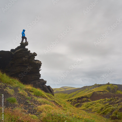 hiker on top of mountain
