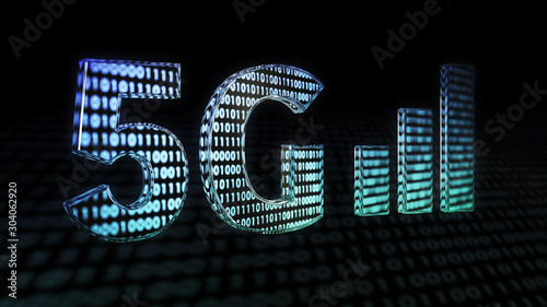 Glassy 5G Lettering with Binary fill