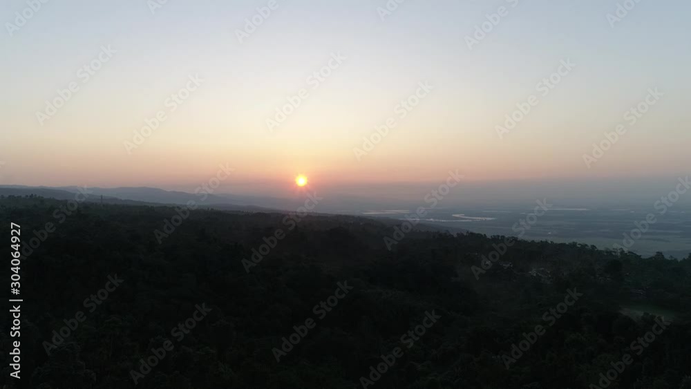 Epic golden hour sunrise at horizon from air,panorama shot Epic golden hour sunrise at horizon from air,panorama shot