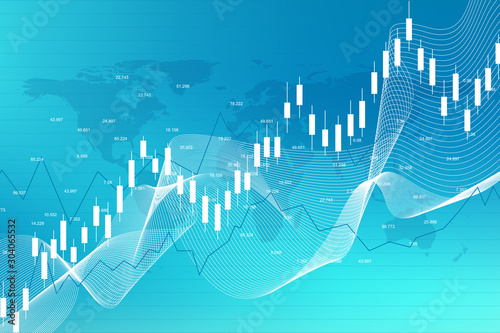 Stock market and exchange. Business Candle stick graph chart of stock market investment trading. Stock market data. Bullish point, Trend of graph. Vector illustration