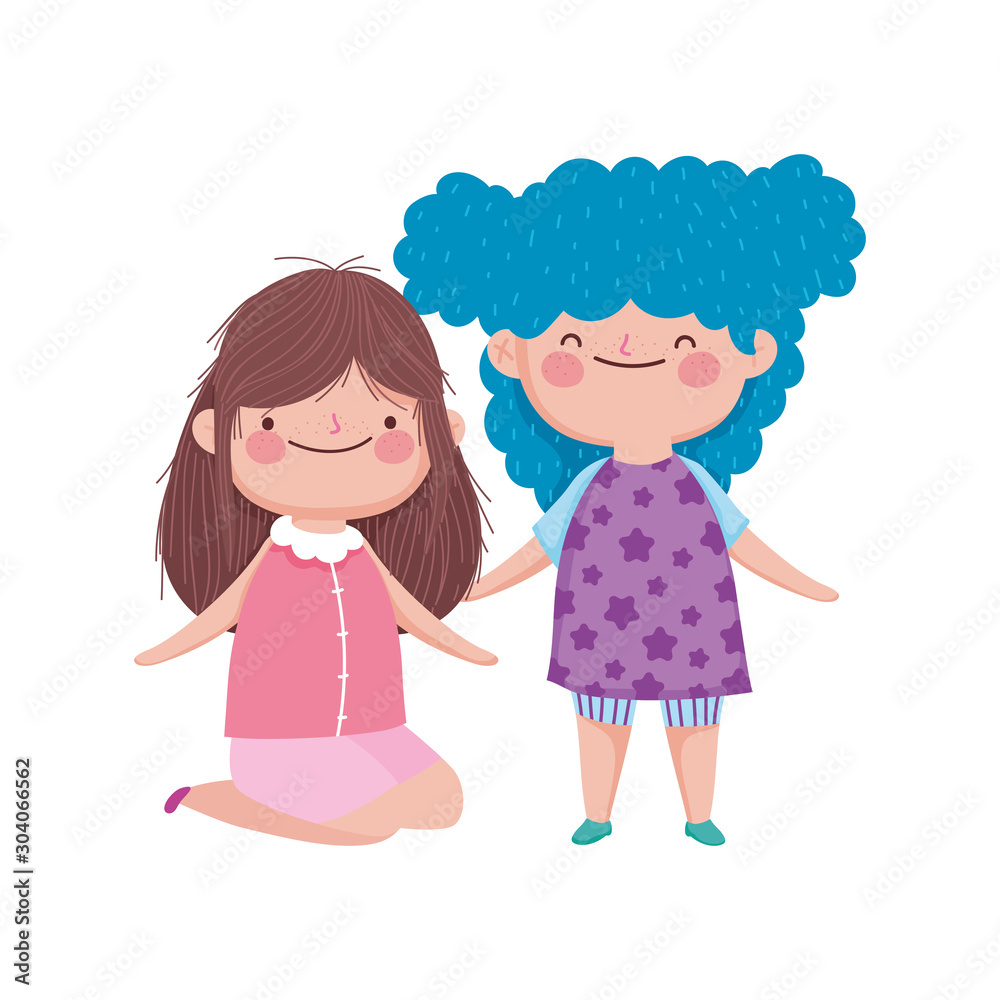 cute little girls holding hands on white background cute little girls holding hands on white background