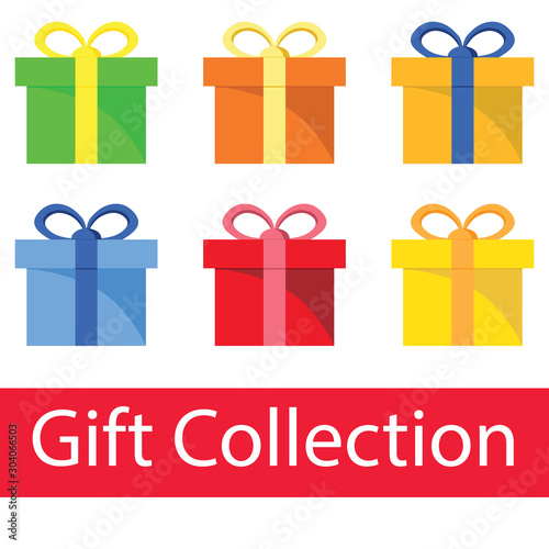 A collection of various colored wrapped gift icons. Use for you online shopping, advertisment and birthday cards. - Vector