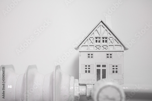 heater with house on white ...