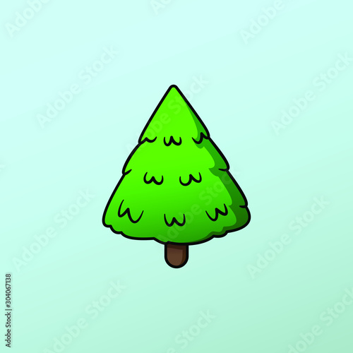 Simple christmas tree logo. X mas illustration icon of traditional festive symbol of the winter holiday seasonal event during new year. for printing on product or use on website design. vector image